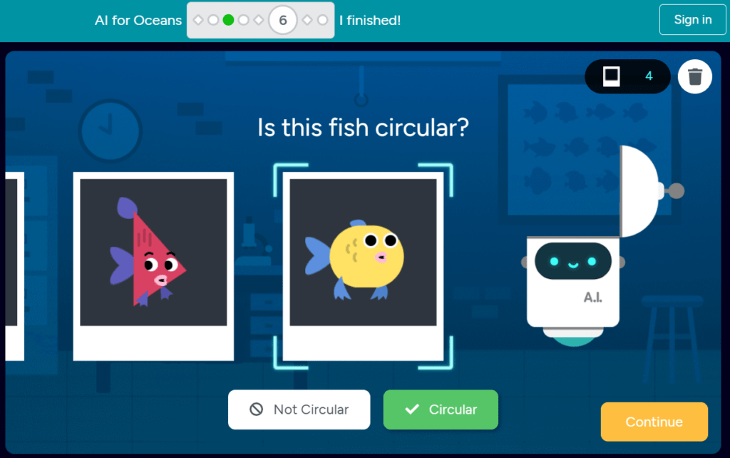 Штучний інтелект у школі. Інтерактивний додаток «AI for oceans»